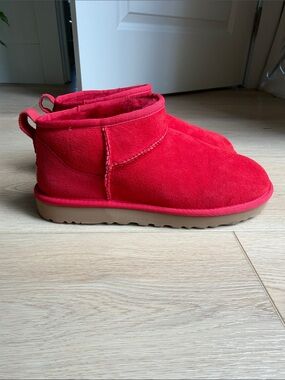 UGG Red Suede Ultra Mini Boots